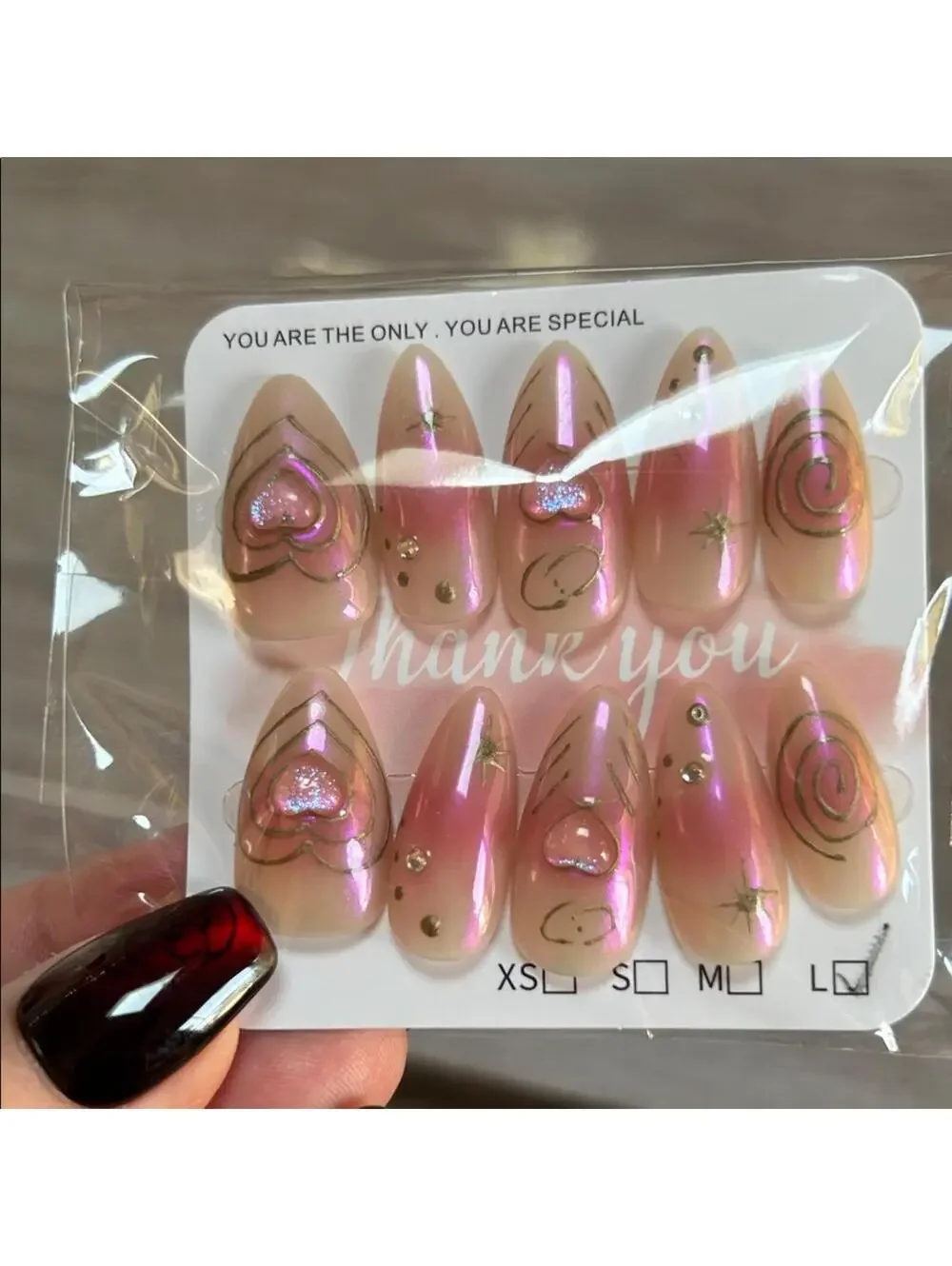 Pink Heart Nail Art Set